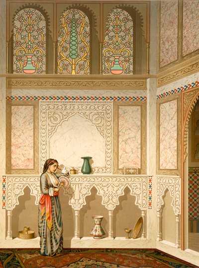 Cairo: Interior of the domestic house of Sidi Youssef Adami by Emile Prisse d